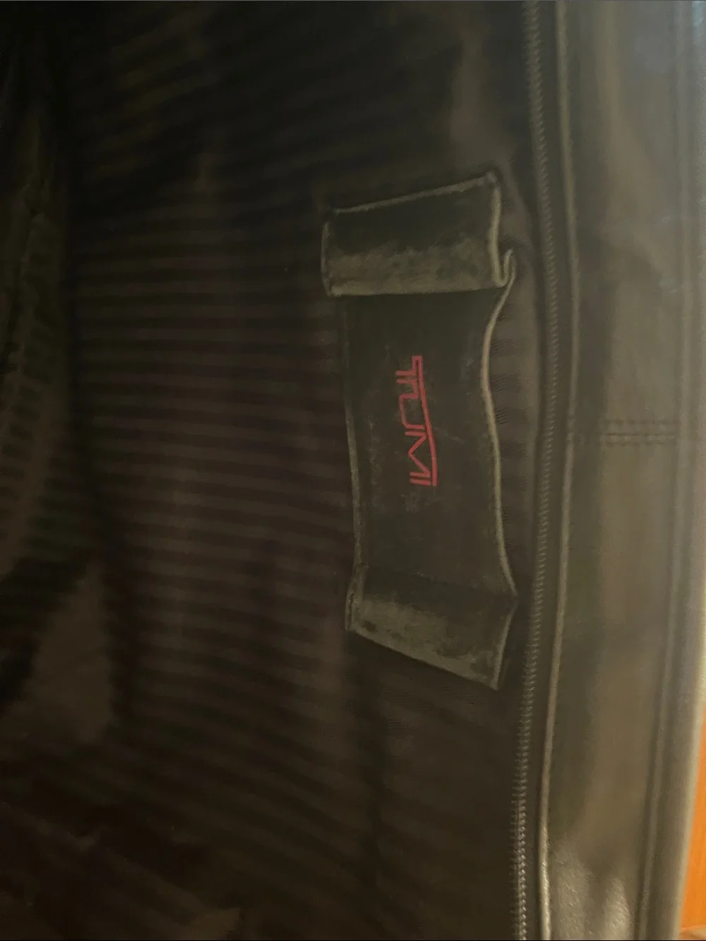 Tumi Black Leather Men's Briefcase with Front Zip Pockets